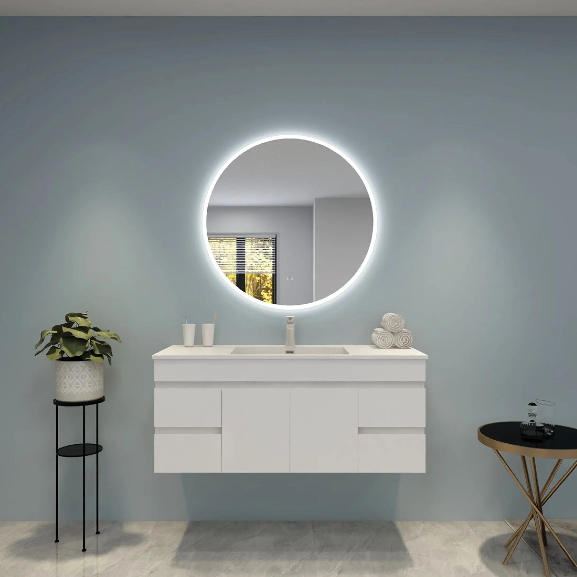 Luna Round Touchless 600 X 600 Frameless LED Mirror - Three Light Temperatures Poseidonbk