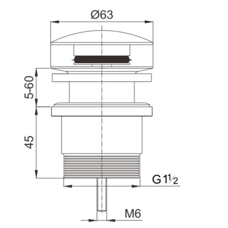 40mm Brushed Nickel Pop Up Waste Universal Non Overflow Aquaperla