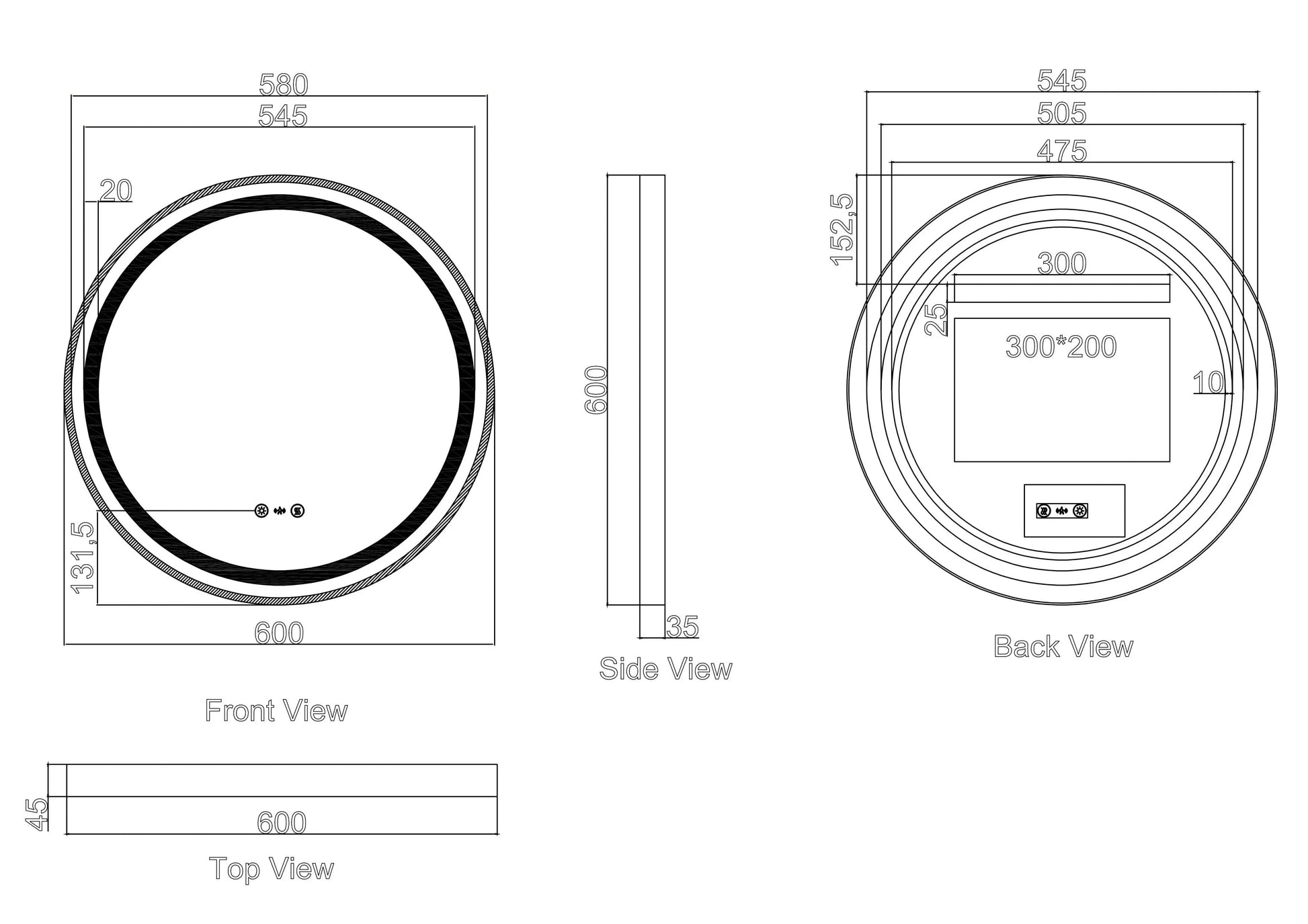 Venus 600/750/900mm LED Round Mirror – Brushed Gold Frame mercioaustralia