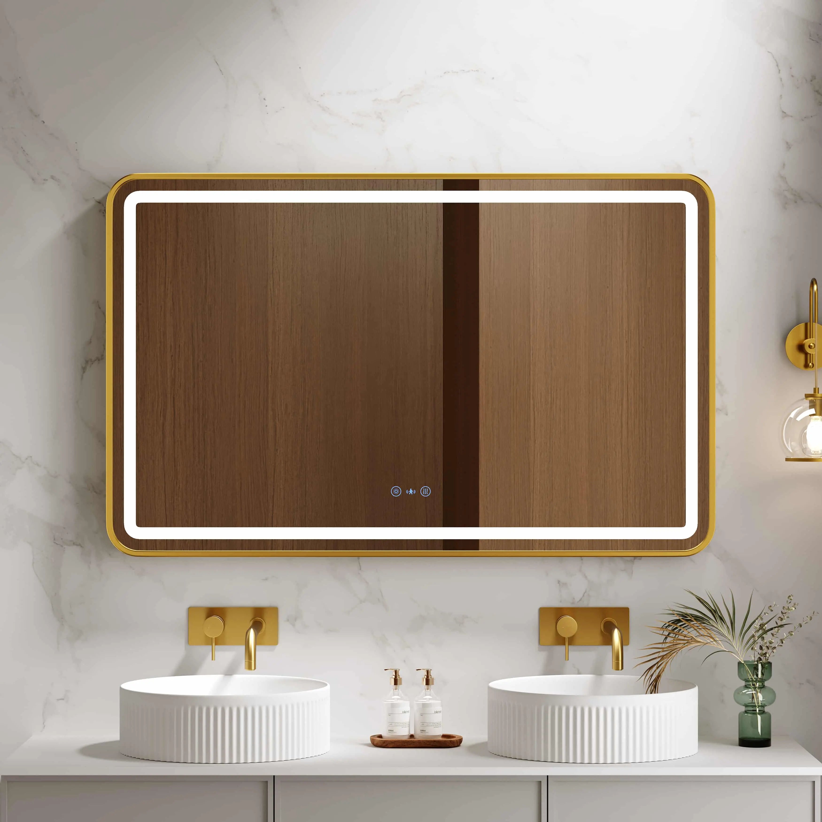 Venus 600×750 / 750×900 / 1200×750mm LED Rectangular Mirror – Brushed Gold Frame mercioaustralia