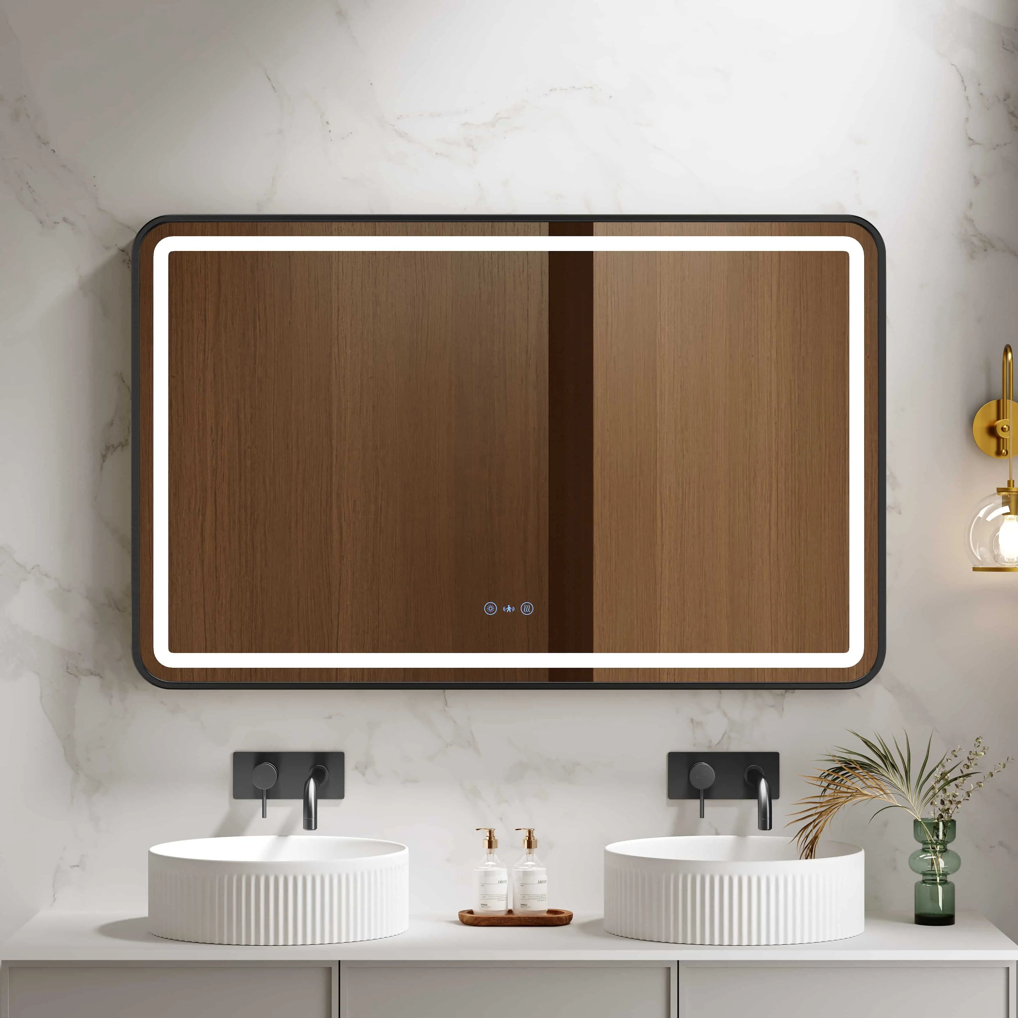 Venus 600×750 / 750×900 / 1200×750mm LED Rectangular Mirror – Matt Black Frame mercioaustralia