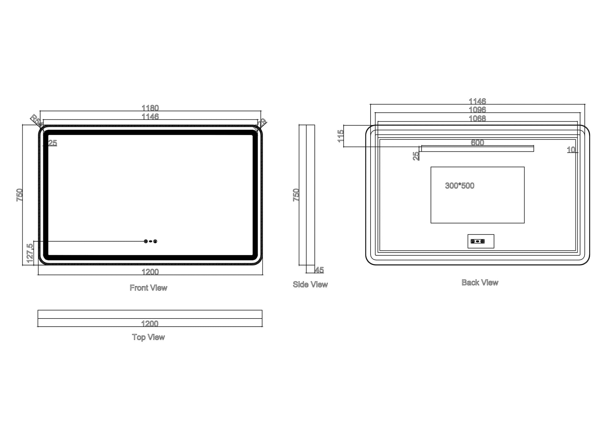 Venus 600×750 / 750×900 / 1200×750mm LED Rectangular Mirror – Brushed Nickel Frame mercioaustralia