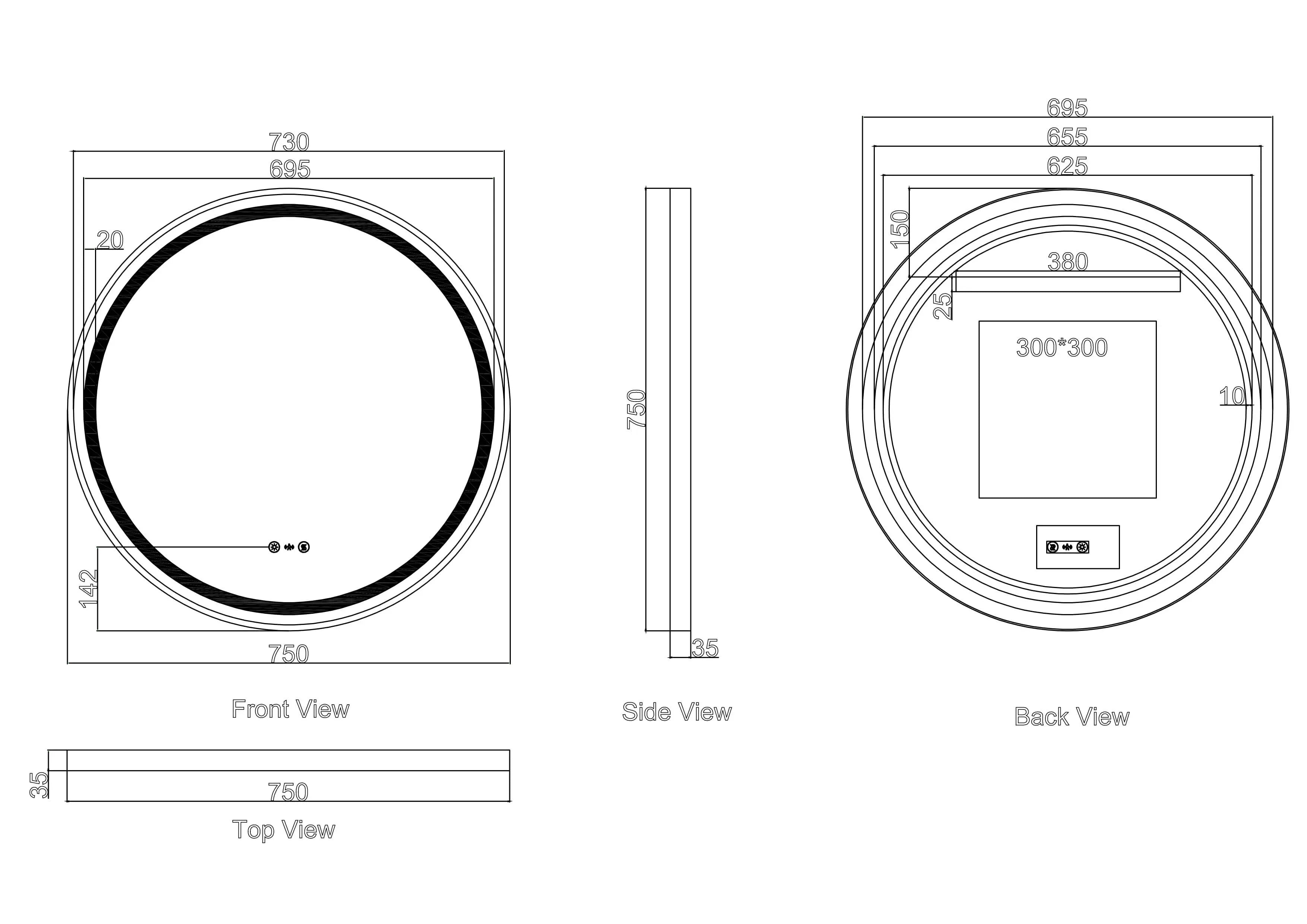 Venus 600/750/900mm LED Round Mirror – Brushed Nickel Frame mercioaustralia