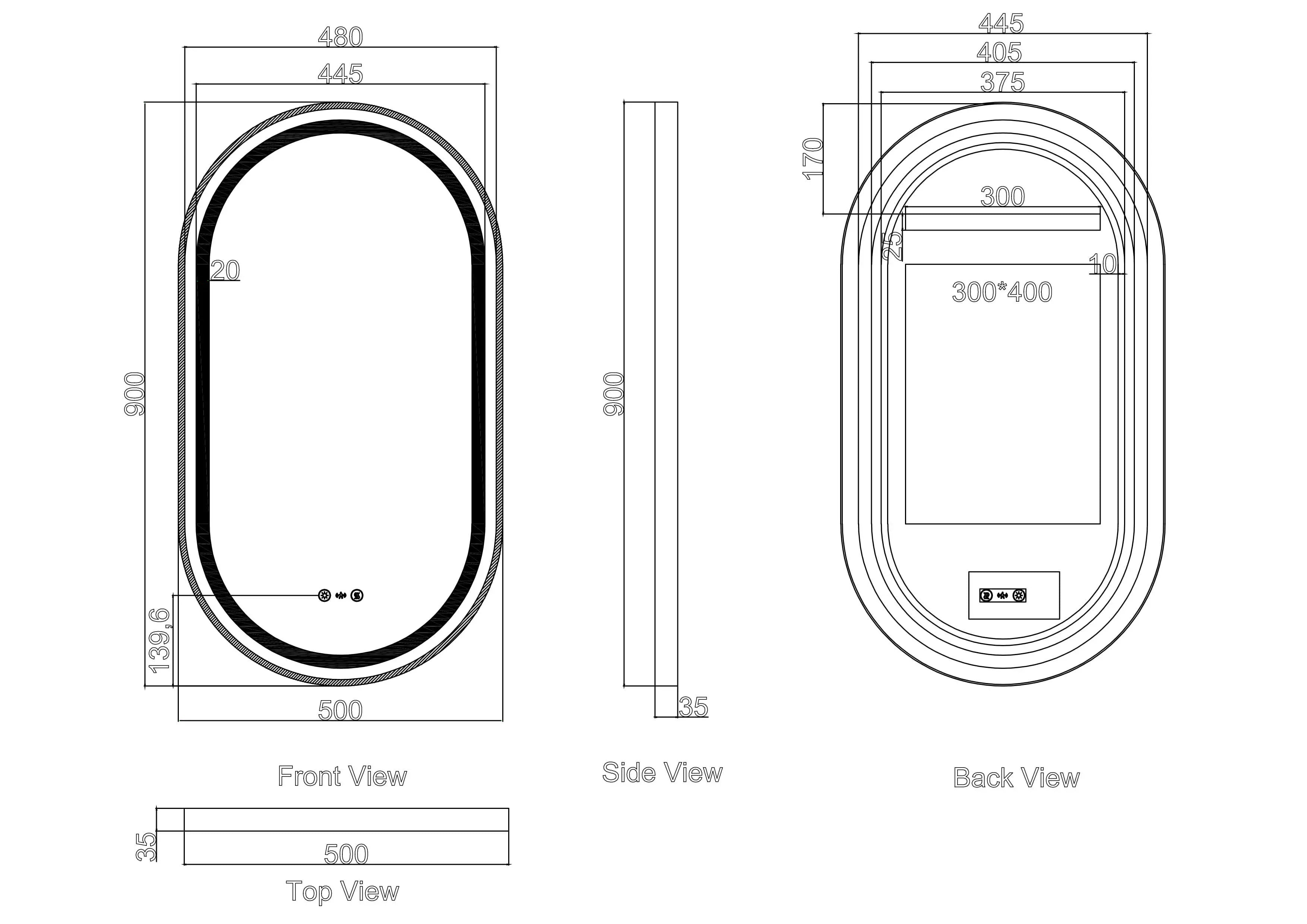 Venus 500×900mm LED Oval Mirror – Matt Black Frame mercioaustralia