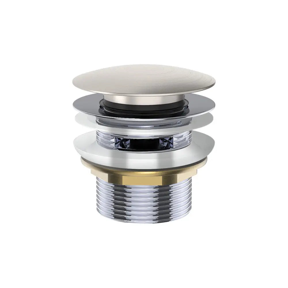 Universal Pull-Out/Pop-Up Brass Cap Bath Waste with Overflow, Brushed Nickel fienza