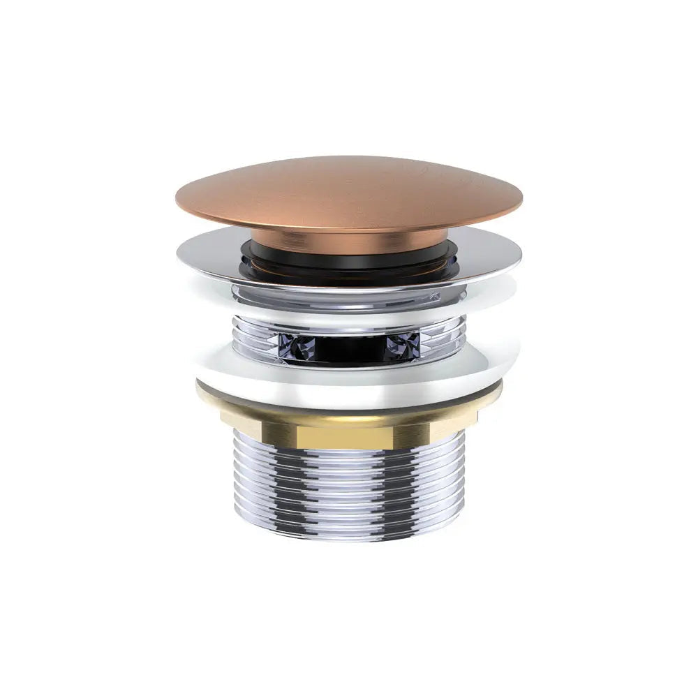 Universal Pull-Out/Pop-Up Brass Cap Bath Waste with Overflow, Brushed Copper fienza