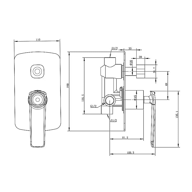 ESPERIA - Black & Chrome Diverter Mixer Aquaperla