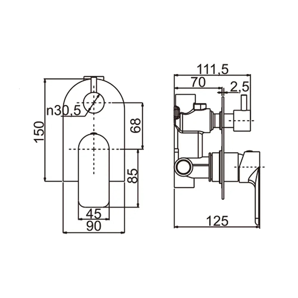 Persano Chrome Mixer Diverter Aquaperla