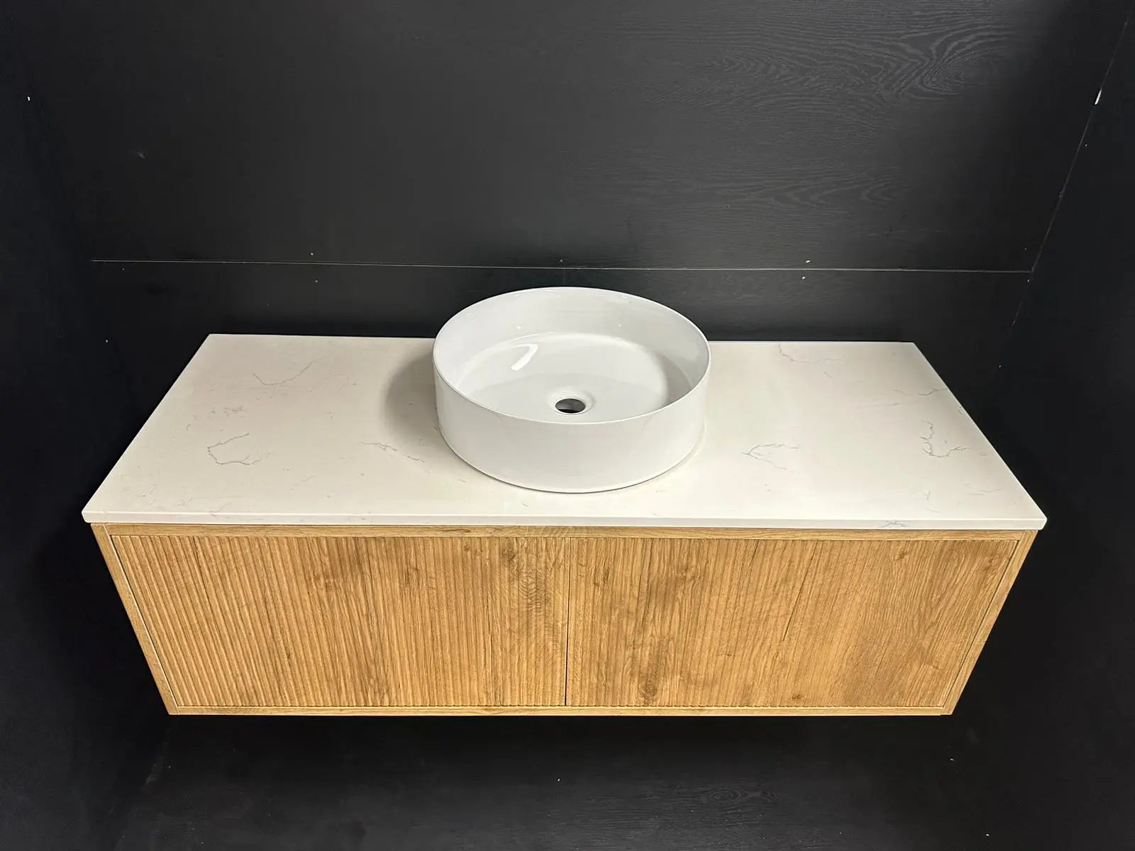 Bellevue PVC Slim Wall Hung Vanity 1200mm (Single/ Double Bowl) (Prime Oak) Poseidon