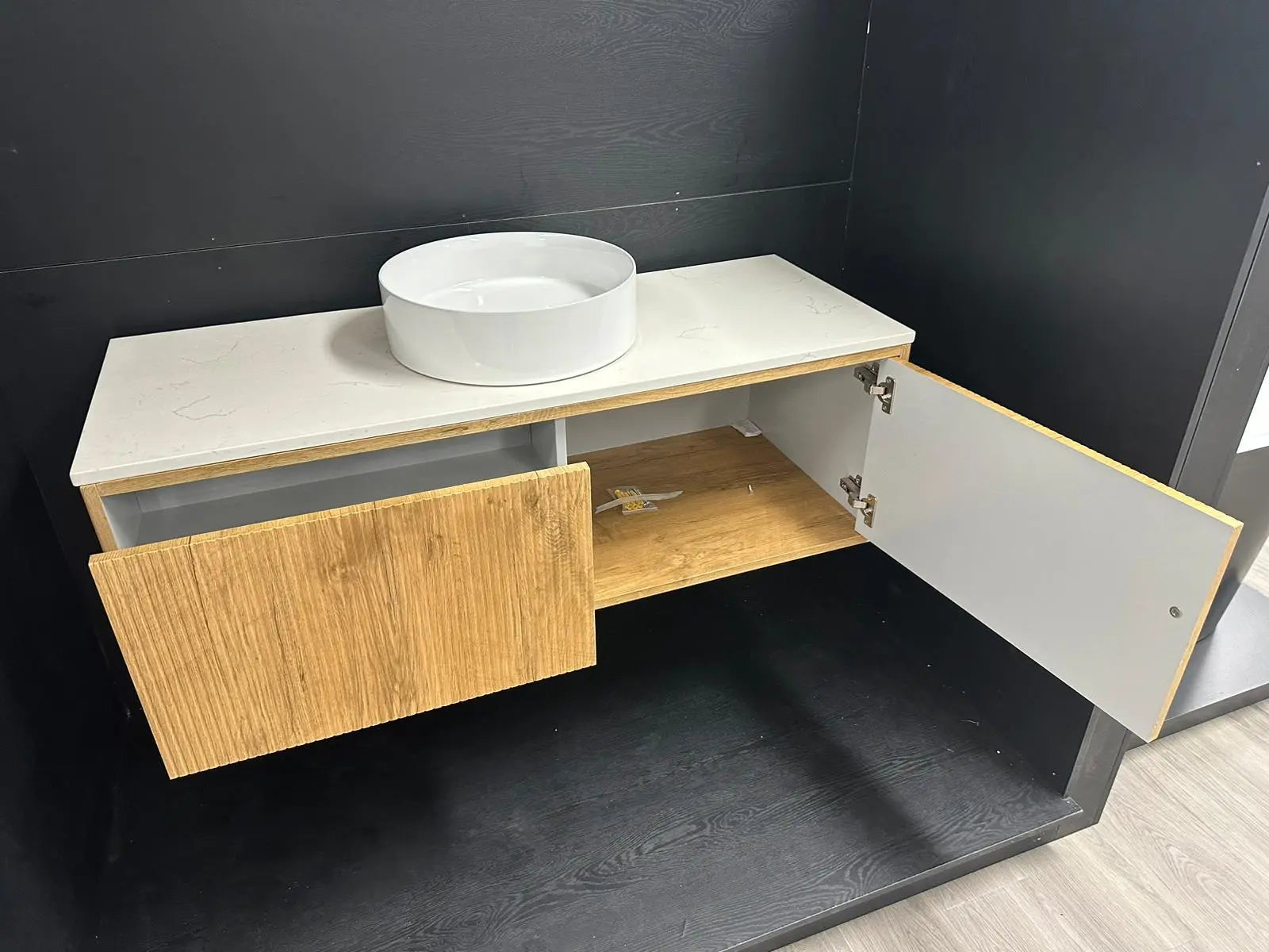 Bellevue PVC Wall Hung Vanity 1200mm (Single Bowl/Double Bowl) (Prime Oak) Poseidon