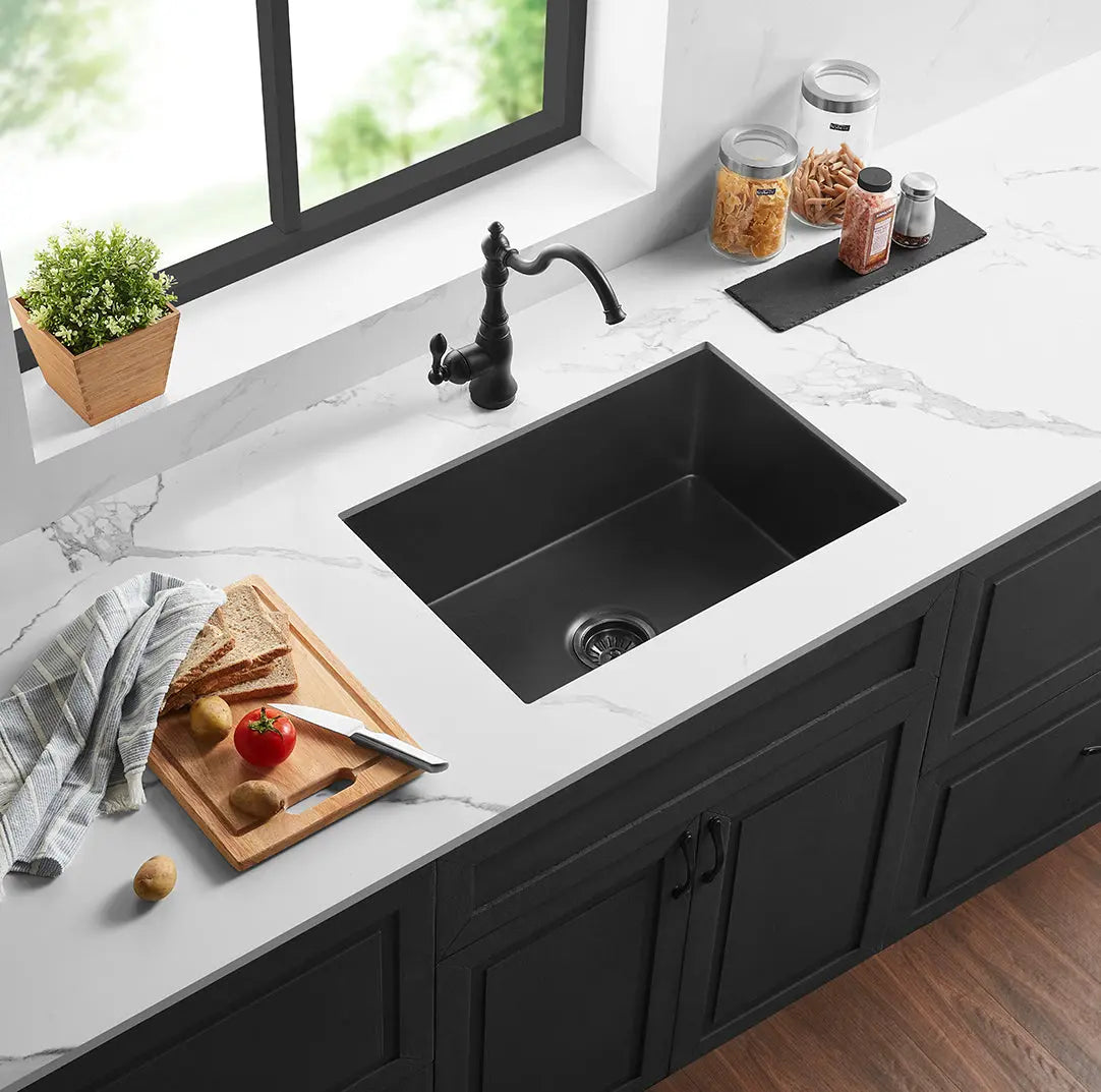 Matt Black Camden Fireclay Kitchen Sink Single Bowl 810*480*254mm Poseidonbk