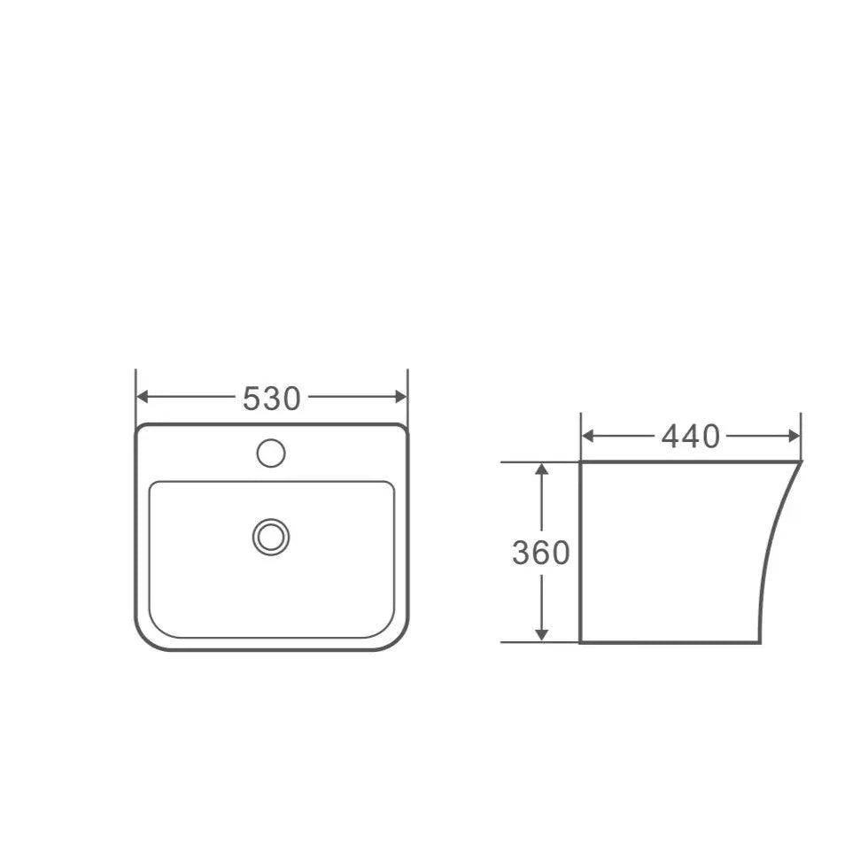 Zento 53S Semi-Pedestal Wall-Hung Basin mercioaustralia