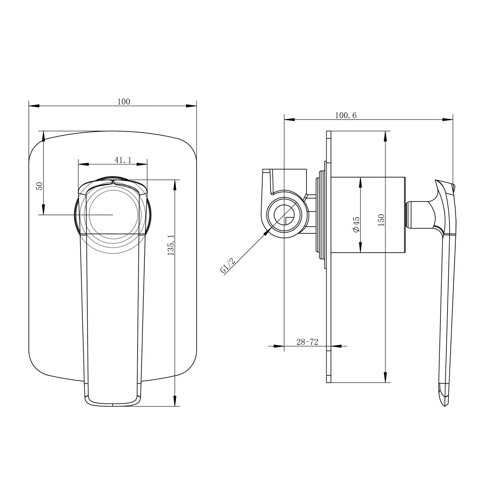 ESPERIA - Black & Chrome Wall Mixer Aquaperla