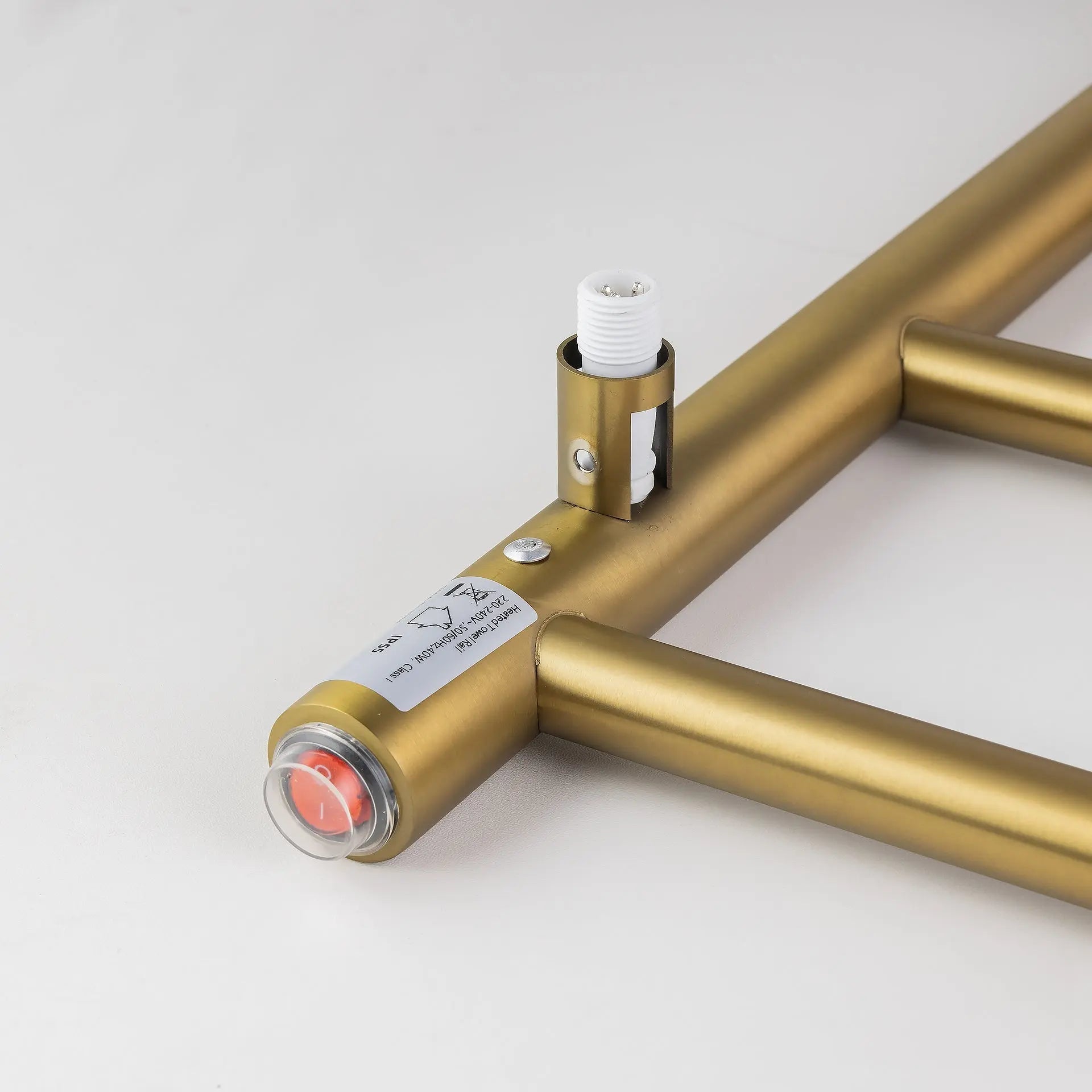 Brushed Brass Heated Towel Rack 6 Bars Aquaperla