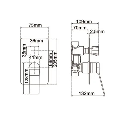 RUSHY - Black Diverter Mixer Aquaperla
