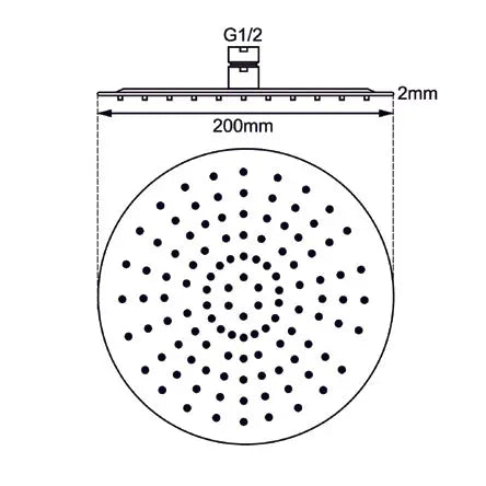200mm Black Shower Head Aquaperla