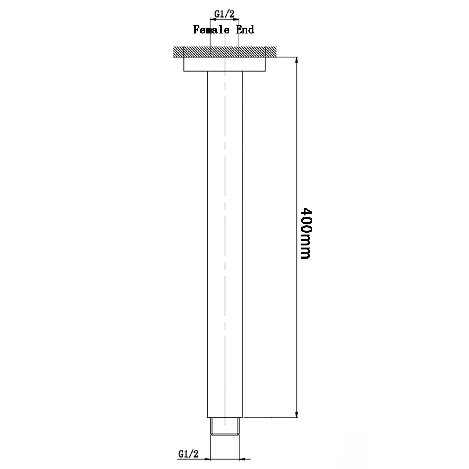 400mm Brushed Nickel Ceiling Shower Arm Aquaperla