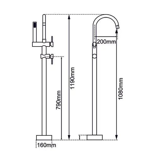 Brushed Brass Freestanding Tap with Handheld Shower Aquaperla