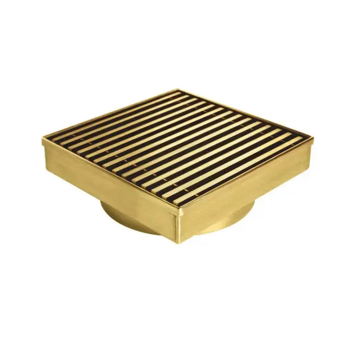 115mm Brushed Gold Grill Square Floor Waste Somer