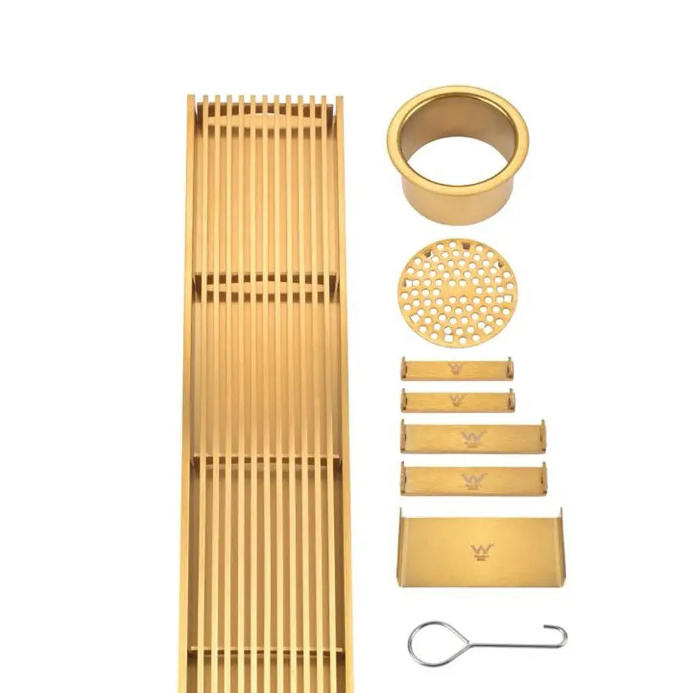 Wide Brushed Gold Linear Floor Grate 600~3000 (L) X 100 (W) MM Somer