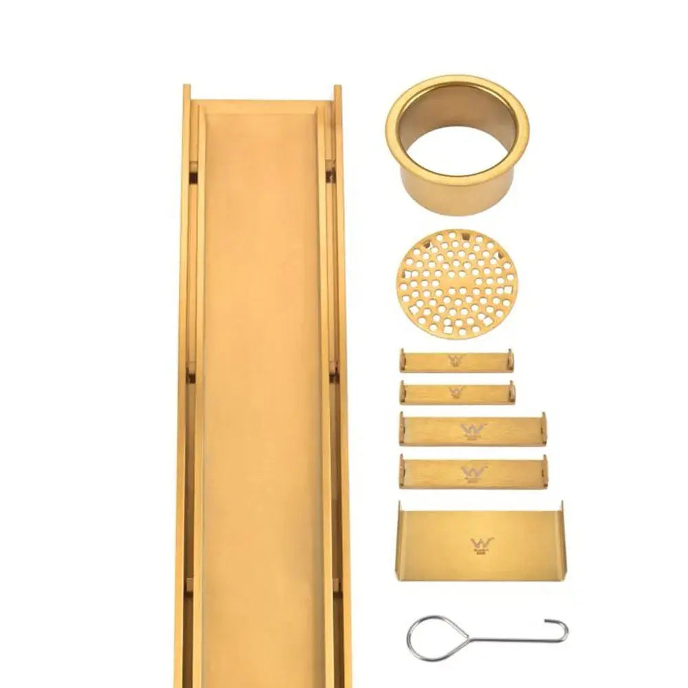 Wide Brushed Gold Tile Insert Floor Grate 600~3000 (L) X 100 (W) MM Somer