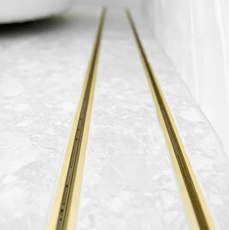 Wide Brushed Gold Tile Insert Floor Grate 600~3000 (L) X 100 (W) MM Somer