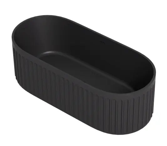 Cascade Matte Black Solid Surface Stone Free Standing Bath 1700mm*750mm*550mm Poseidonbk