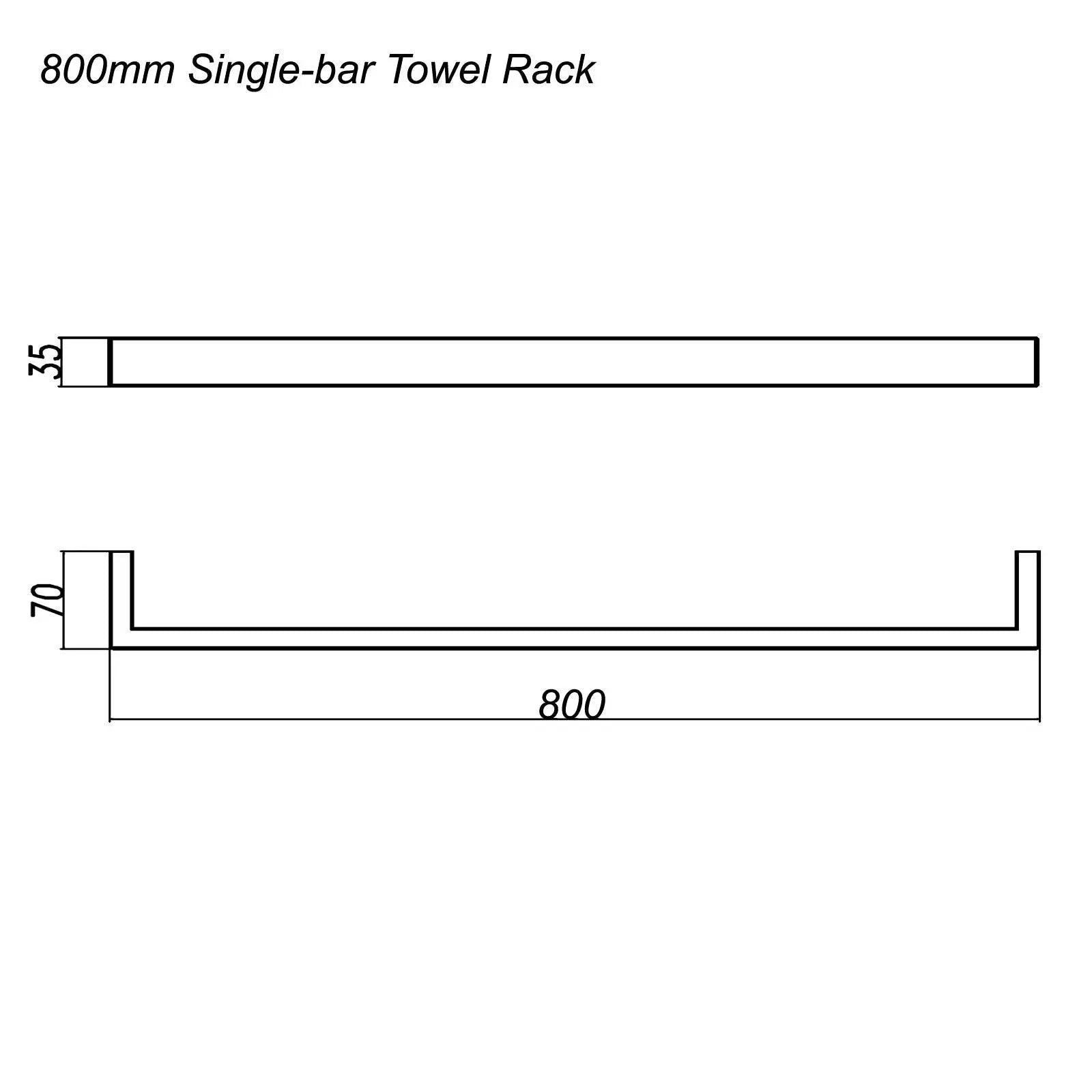 IVANO - 800mm Chrome Single Towel Rail Aquaperla