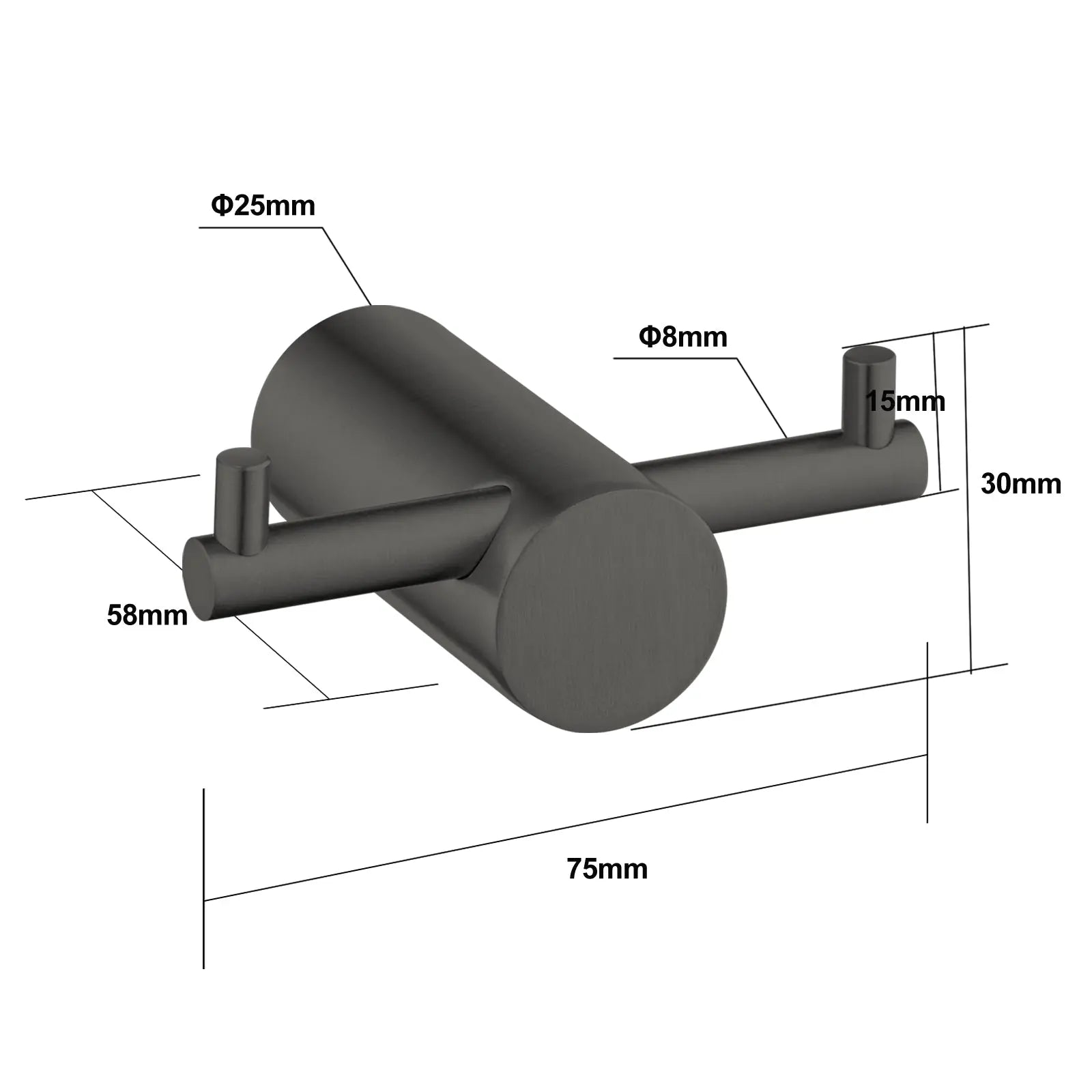 Gunmetal Robe Hook Aquaperla