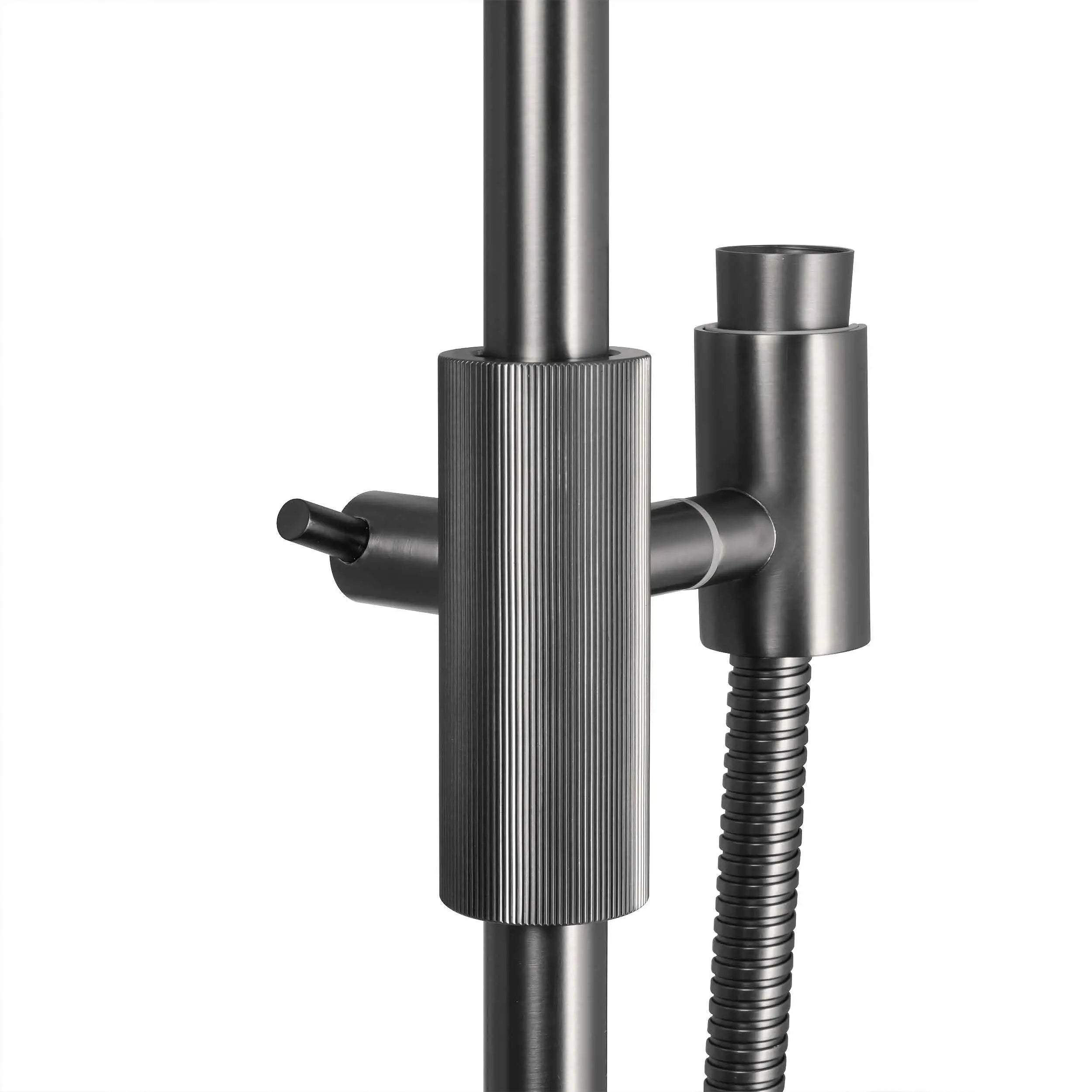 CADDENCE - Brushed Gunmetal Shower Rail Aquaperla