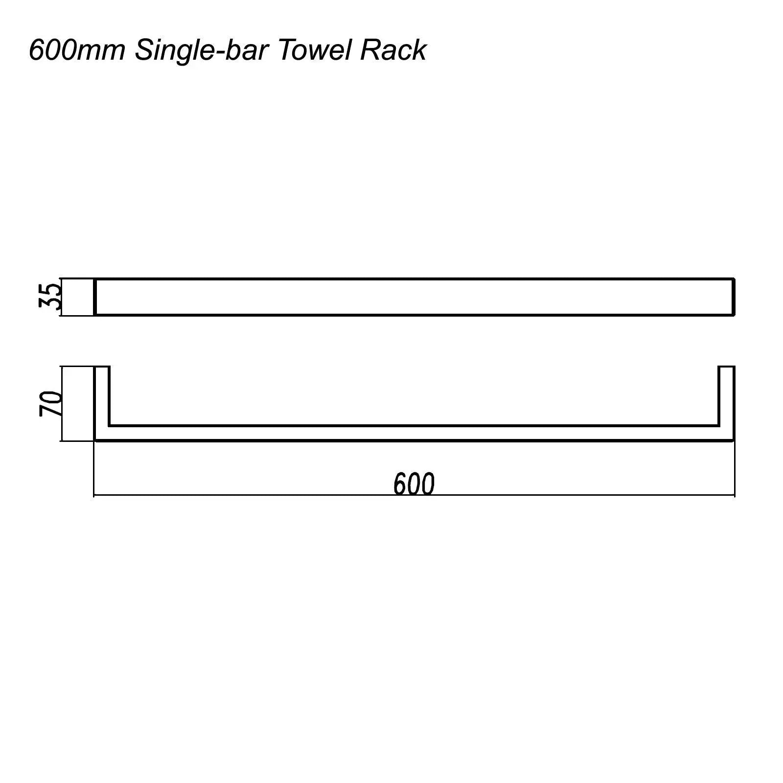 IVANO - 600mm Chrome Single Towel Rail Aquaperla