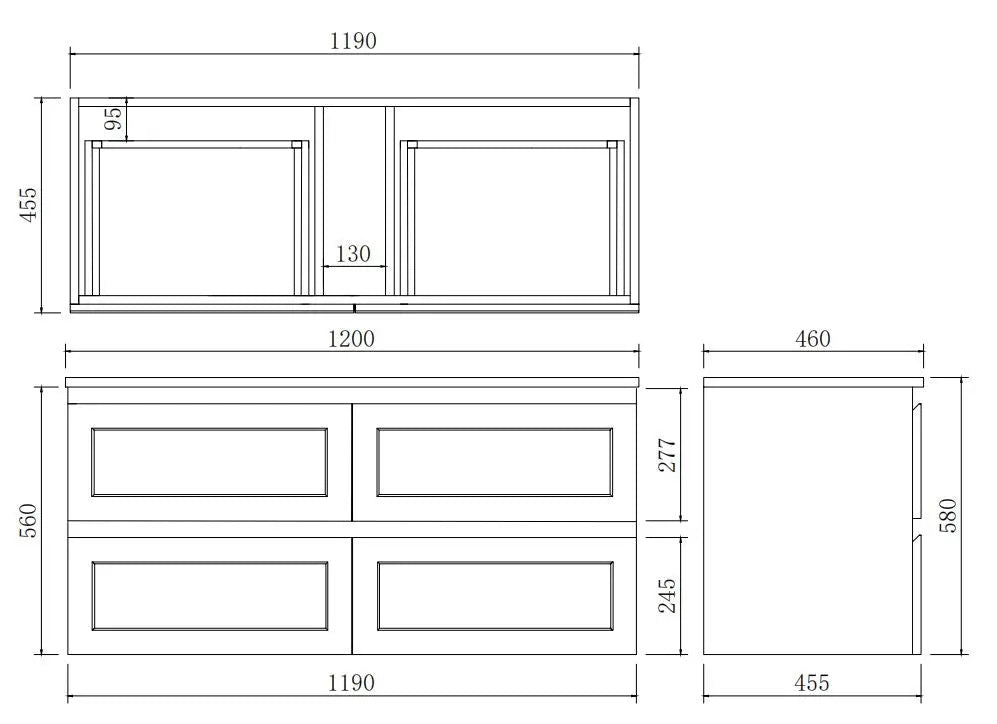 Fremantle PVC Wall Hung Cabinet Vanity 1200mm (Matte Grey) (Single Bowl/Double Bowl) - Clearance Poseidon