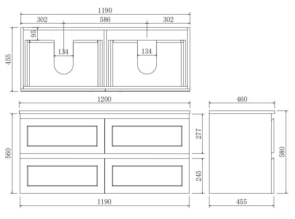 Fremantle PVC Wall Hung Cabinet Vanity 1200mm (Matte White) (Single/Double Bowl) Poseidon