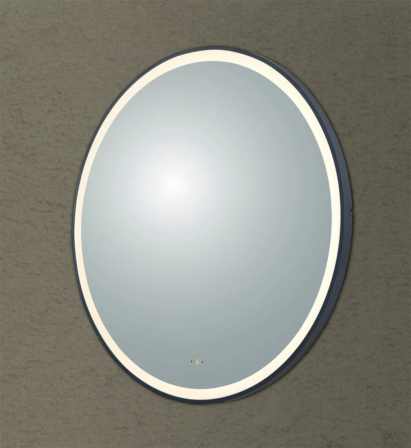 Luna Matte Black Round Touchless 800 X 800 Framed LED Mirror - Three Light Temperatures Poseidonbk