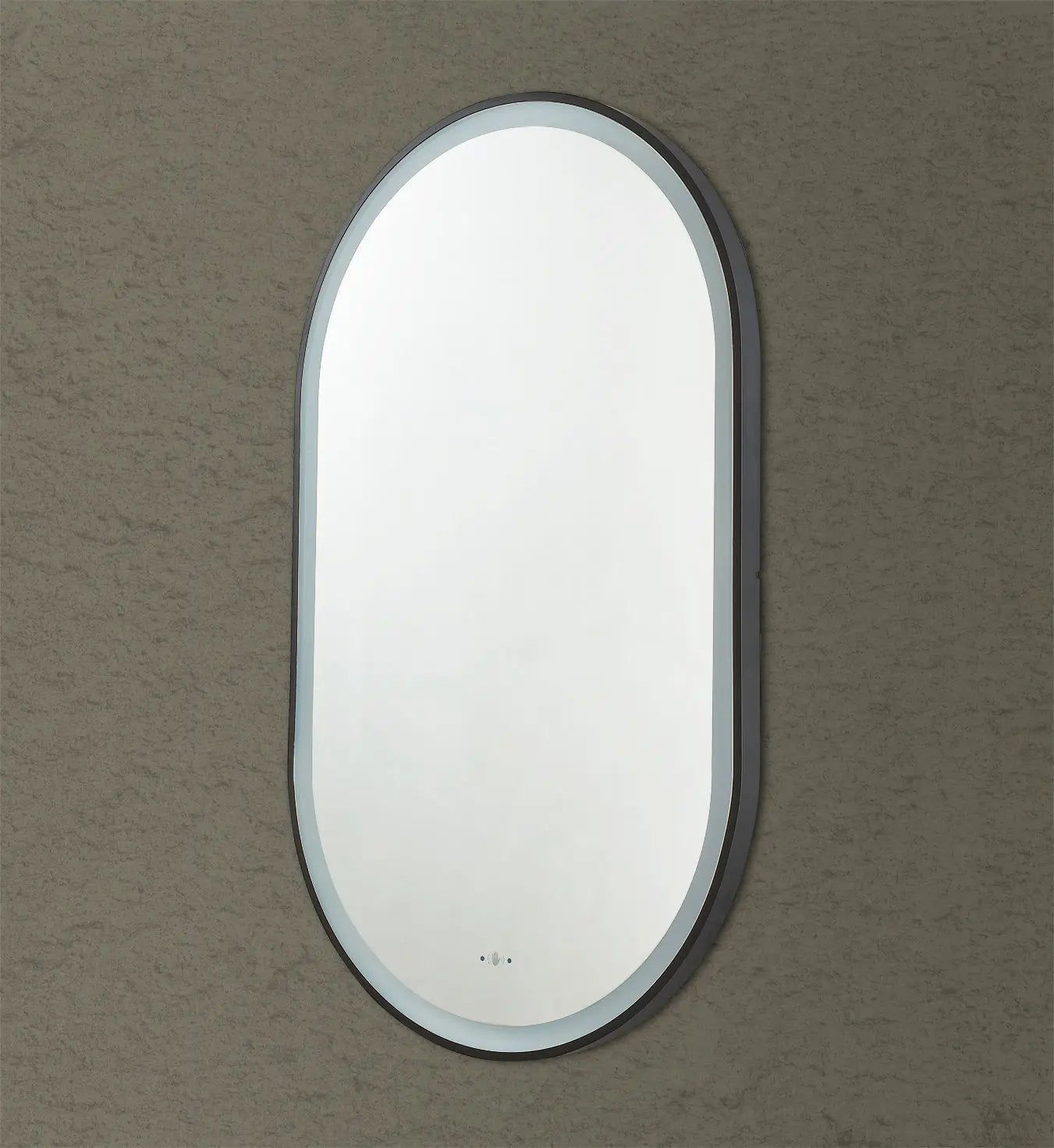 Olivia Matte Black Oval Touchless 600 X 1000 Framed LED Mirror - Three Light Temperatures Poseidonbk
