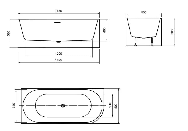 Maren Fluted Right Corner Freestanding Bath tub | 1700 x 800mm Bagno D'Oro