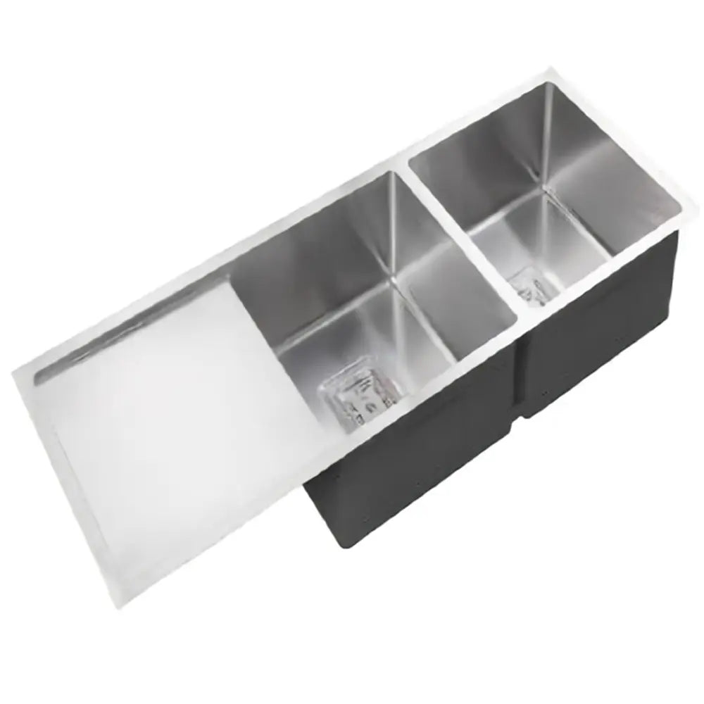 Stainless Steel Double Bowl Sink With Drainer 1160*450*235mm Poseidonbk