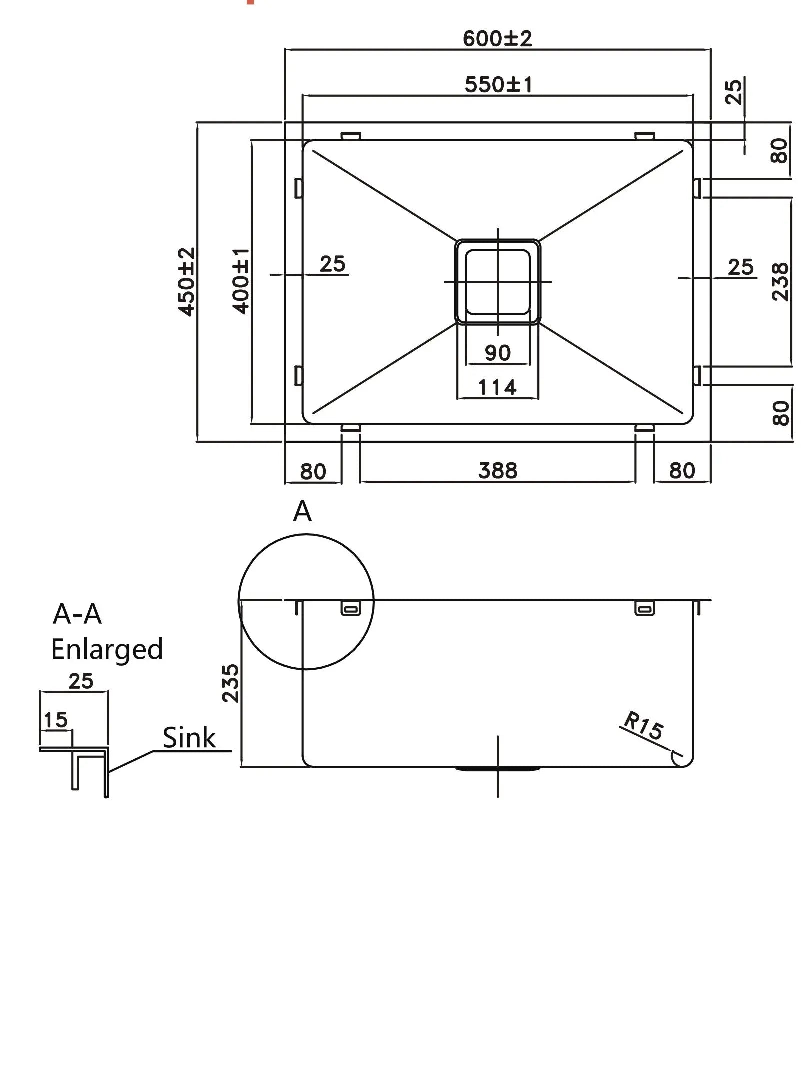 Stainless Steel Sink 600*450*235mm Poseidonbk