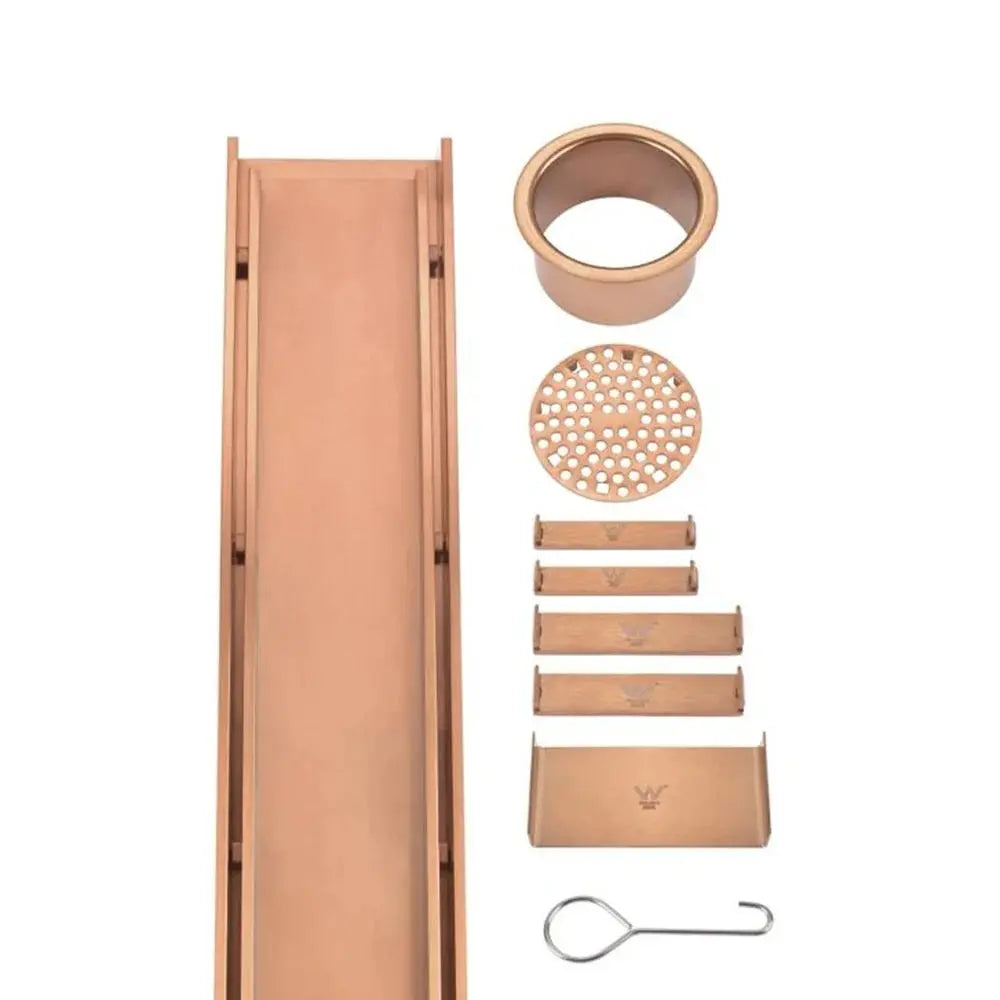 Wide Rose Gold Tile Insert Floor Grate 600~900 (L) X 100 (W) MM Somer